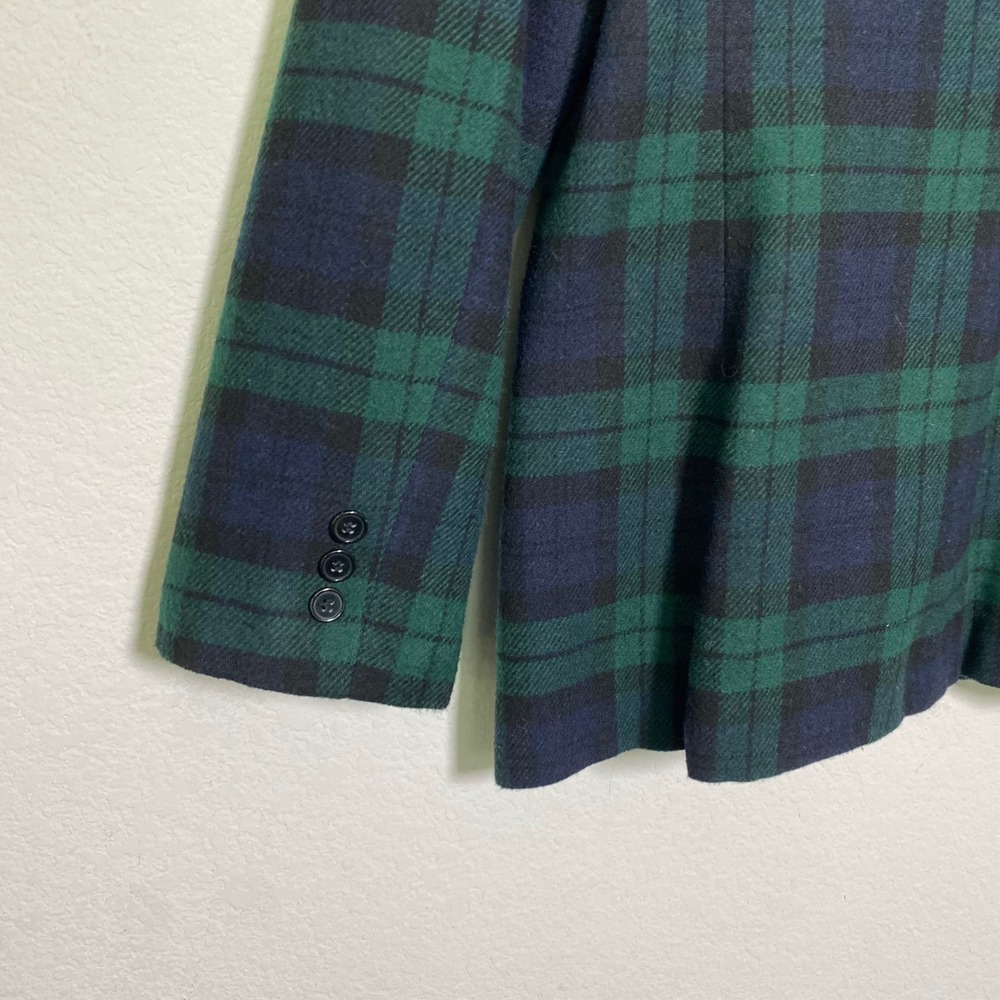 Vintage White Stag Women's Wool Blend Plaid Blazer Jacket Velvet Collar Size 6 - Picture 7 of 8